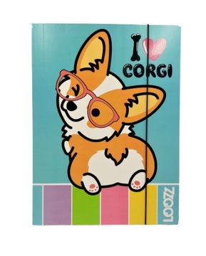 LOOZZ Teczka z gumką A4 St. Majewski Corgi wzór17