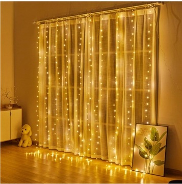 KURTYNA Świetlna Świąteczna Zasłona 300 LED +PILOT