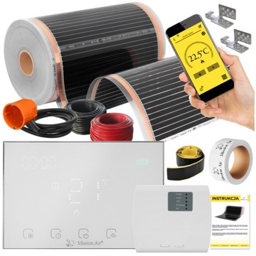 ZESTAW Mission Air Folia Mata Grzewcza PODCZERWIEŃ 50cm I 160W/m² 2m² PTC