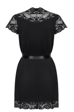 Obsessive 810-PEI-1 черный кружевной ночной пеньюар L/XL