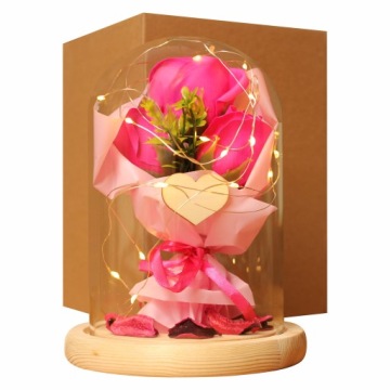 Вечная роза в стекле светящиеся светодиодные цветы мыло благодаря родителям