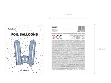 Balon foliowy Litera ''W'', 35cm, holograficzny