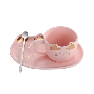 i Spodek, Nowoczesne Filiżanki do Kawy, Porcelanowa Różowa Herbata