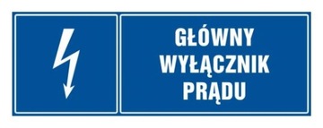Główny wyłącznik prądu naklejka znak BHP 3,7x10,5