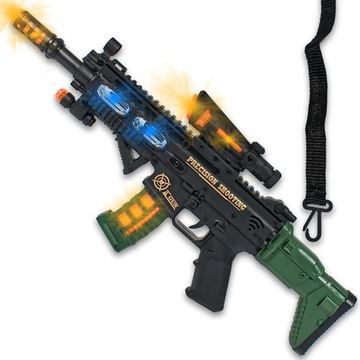 PISTOLET KARABIN DUŻY NA BATERIE ŚWIATŁO DŹWIĘK 49CM KOLOROWY