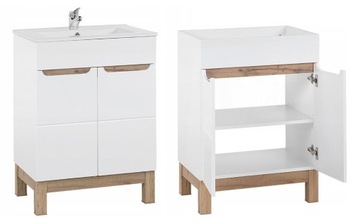 Мебель для ванной комнаты BALI WHITE с умывальником 60 см, колонной и зеркалом - БЕСПЛАТНЫЙ СИФОН