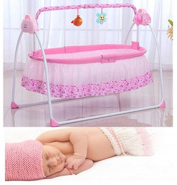 ДЕТСКАЯ КРОВАТЬ, КАЧАЛКА, ЛЮЛЬКА, РОЗОВЫЙ, BT, 3 СКОРОСТИ