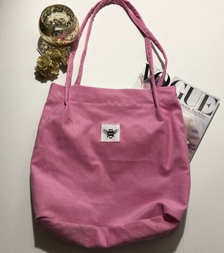 SZTRUKSOWA TORBA WOREK TOREBKA SHOPPERKA RÓŻOWA