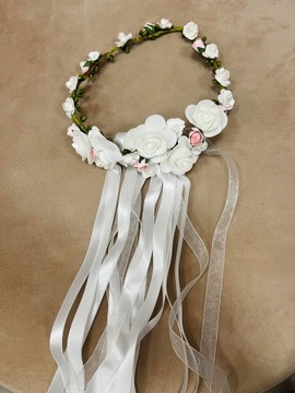 венок для причастия бело-зеленые цветы для девочек HIT COMMUNION