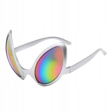 Alien Costume Glasses Silver Frame Gray Lens