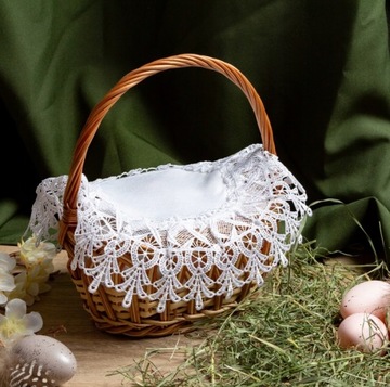 Serwetka BIAŁA DO ŚWIĘCONKI KOSZYCZKA WIELKANOCNEGO 30 cm koronkowa