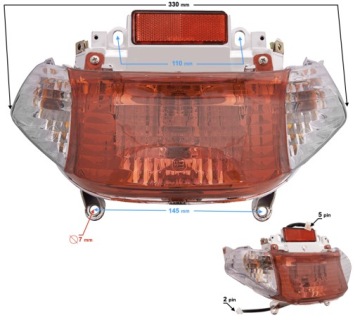 KLOSZ LAMPA TYŁ SKUTER 4T GY6 ROUTER BASSA białe kierunkowskazy 2+5 pin