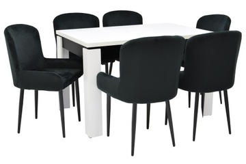6 krzeseł welur + stół 80x120/160 zestaw do salonu