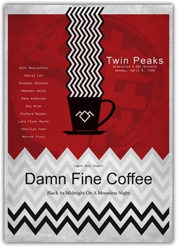 Plakat Twin Peaks 21x30 damn fine coffee Kawa cherry pie Agent Dale Cooper