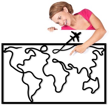 OBRAZ AŻUROWY DEKORACJA ŚCIENNA PANEL MAPA 3D