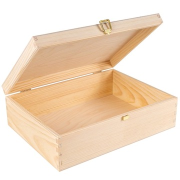 Pudełko drewniane na biżuterię prezent zdjęcia z pokrywą i zamkiem 34x25x10
