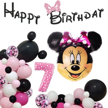 BALONY zestaw urodziny 7 lat MYSZKA MINI MINNIE