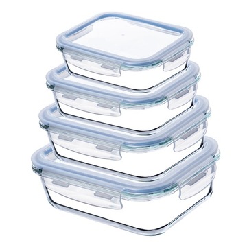 НАБОР СТЕКЛЯННЫХ ПИЩЕВЫХ КОНТЕЙНЕРОВ СТЕКЛЯННЫЕ КОНТЕЙНЕРЫ С КРЫШКОЙ ДЛЯ ЛАНЧБОКСА 4шт.