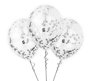 Balony Srebrne Konfetti Święta Sylwester Duże 6szt