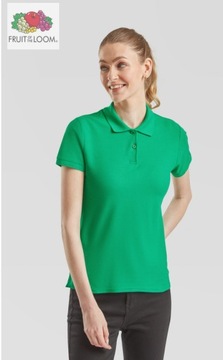 FRUIT OF THE LOOM PREMIUM Koszulka Polo Damska Bez Nadruku ZIELONA Rozm: XL