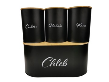 НАБОР ХЛЕБА КОНТЕЙНЕР ДЛЯ ХЛЕБА КОФЕ САХАР ЧАЙ БАМБУКОВАЯ ДОСКА WZ01