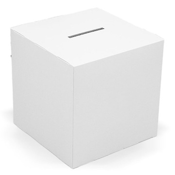 Urna wyborcza sześcian kostka z tektury 40cm biała