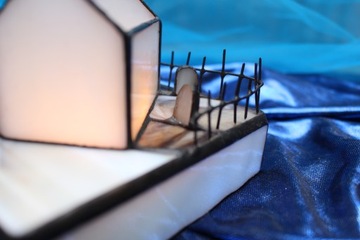 Витражный подсвечник темное кладбище Хэллоуин b2