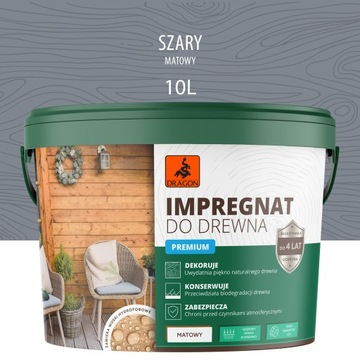 Impregnat do drewna PREMIUM DRAGON 10L SZARY