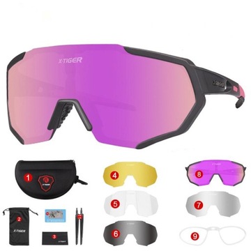 X-TIGER Okulary rowerowe 5 soczewek garnitur