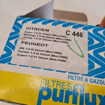 CITROEN BERLINGO PEUGEOT PARTNER FILTR PALIVA PURFLUX C446