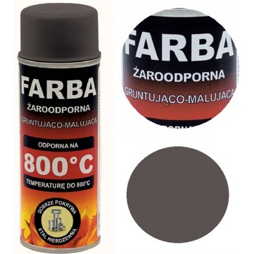 FARBA ŻAROODPORNA W SPRAYU DO KOMINKA PIECA KOTŁA 400ML HANSA SZARO-BRĄZOWA