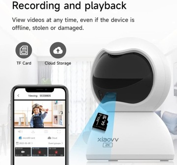IP-камера Xiaovv 2K-Q2 для внутренней сети Wi-Fi, вращающаяся, ЧЕРНАЯ