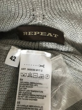 REPEAT - piękny -100% WEŁNA- sweter -WEŁNIANY- 42 (XL) -
