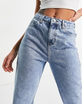 DESIGN niebieskie mom jeans z rozdarciami W36L32