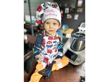 Кухонный набор, фартук, шапочка для ребенка с именем ВЫШИВКА 3-6 лет.