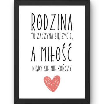 PLAKAT RODZINA OBRAZ W RAMIE DO SALONU KUCHNI