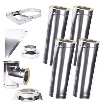 KOMIN Stalowy 0,6mm Gaz Slim 1.4404 FI 130 4,5m