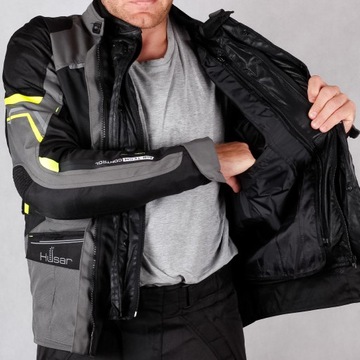 Turystyczna kurtka motocyklowa HUSAR ADVENTURE tekstylna szara 3 warstwowa