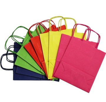 Torba torebka papierowa z uchwytem kraft 250x110x320 różowa 10szt.