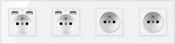 СТЕКЛЯННАЯ РОЗЕТКА ЧЕТЫРЕХРОЗЕТКА +4X USB-ЗАРЯДНОЕ УСТРОЙСТВО