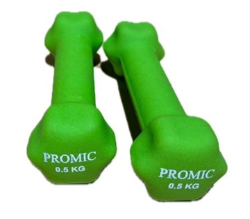 HANTLE PROMIC 2x0.5KG TRENING SIŁOWNIA CIĘŻARKI FITNESS WINYLOWE ZIELONE