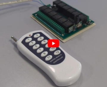 Радиоконтроллер-реле 12 каналов - 12/24 В - дистанционное управление