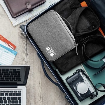 Organizer na Kable Kabli Etui Pojemnik na Ładowarki Torba + Uchwyt Podróżny