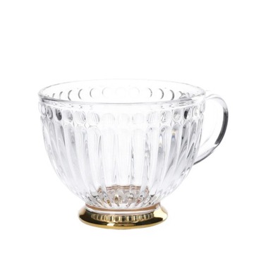 Стеклянная чашка BARREL в полоску для кофе и чая, 360 мл, в подарок, 1 шт.