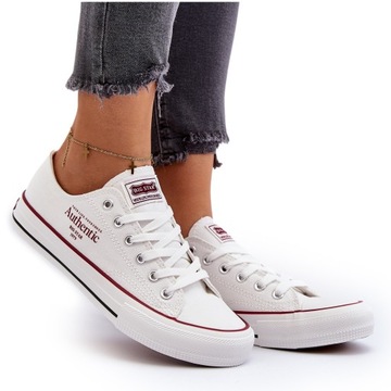 TRAMPKI DAMSKIE MATERIAŁOWE BIG STAR NN274235 BIAŁE 41