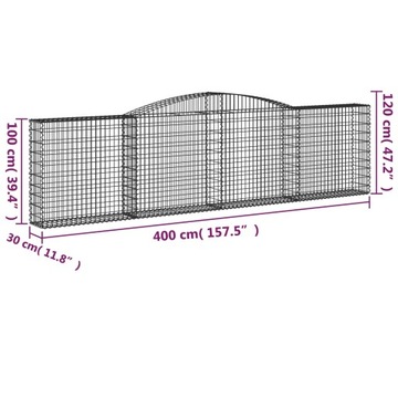 vidaXL Габионные корзины 25 шт. 400x30x100/120см Оцинкованное железо