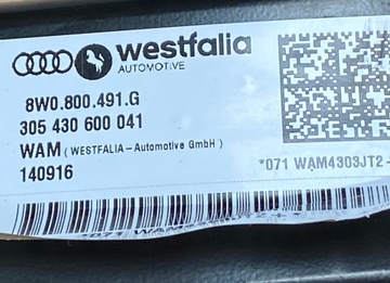 AUDI A4 8W B9 ZAŘÍZENÍ(HÁK) TÁŽNÝ 8W0800491E