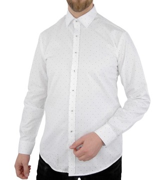 Biała modna męska elegancka koszula z długim rękawem 2XL GreGo1 slim fit