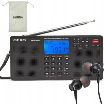 CYFROWE RADIO STEREO FM PLL/SW/MW/LW USB AIWA RMD-99ST + ETUI I SŁUCHAWKI