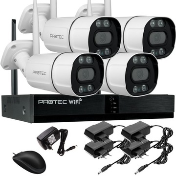 ZESTAW KAMER WIFI 4x KAMERA 3MPX Z AUDIO BEZ DYSKU